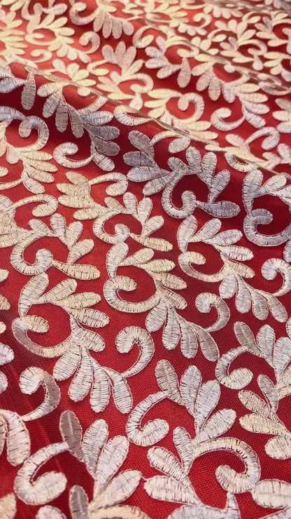 Brudspetstyg - Brud Bröllop Tyg  Spets Tyll Marion Bladslingor Vit 20