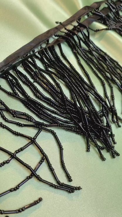 Fransband - Rio - Svart Strass 49