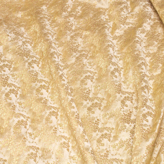 Sari - Siden Guld Beige Blommigt 66