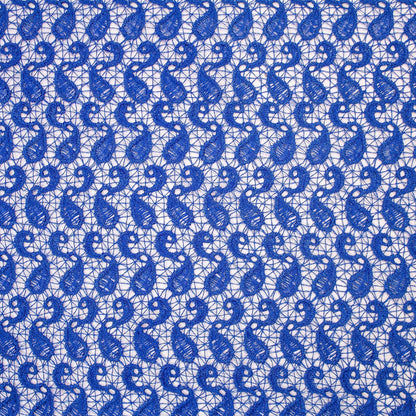 Spetstyg -  Spets Kungsblå Royal Blue Blå Spets Paisley 1