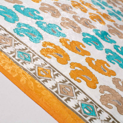Mönstrade Modetyger - Silver Skimmer Orange Vit Brun Turkos Paisley 74