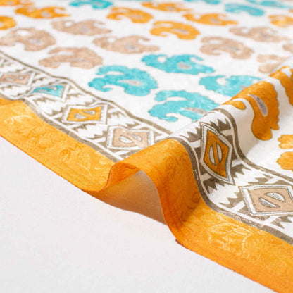 Mönstrade Modetyger - Silver Skimmer Orange Vit Brun Turkos Paisley 74