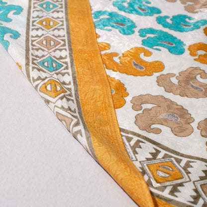 Mönstrade Modetyger - Silver Skimmer Orange Vit Brun Turkos Paisley 74