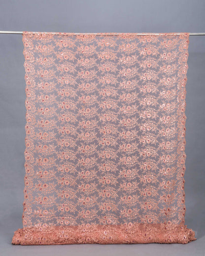 Broderat Tylltyg - Spets Alba Strass Paljetter Blommigt Rosa 17