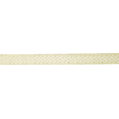 Jacquardband i ljus guld med keltiskt flätningsmönster, 2,6 cm brett dekorband