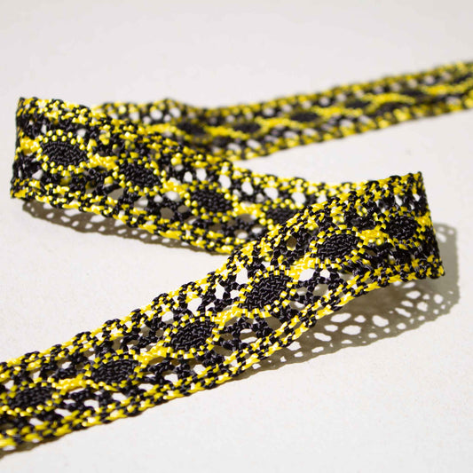 Band - Tygband Gul Svart 2,5cm 68