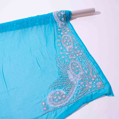 Kaftan - Blå Chiffong Silver / Guld / Vit Strass 24