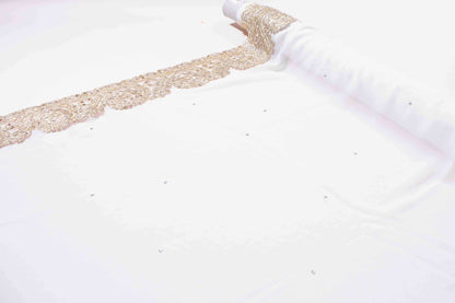 Sari - Vit Chiffong Guld Brodyr Silver / Guld Strass 21